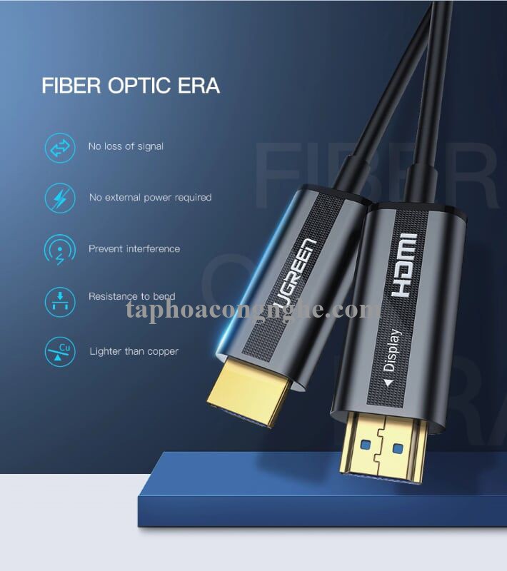Ugreen 50215 15M màu Đen Cáp tín hiệu HDMI chuẩn 2.0 sợi quang cao cấp HD132 30050215